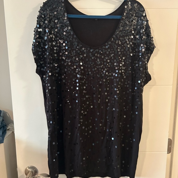 MXM Black Sequin Short Sleeve Top - Picture 2 of 3